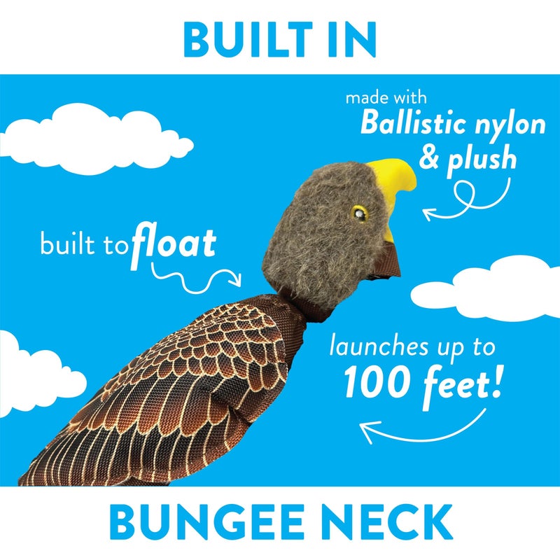 Spunky pup Fly & Fetch Plush Eagle Dog Toy | Interactive 100 ft Sling Shot Launcher with Built-In Bungee | Pull Back & Release | Durable Construction | Ballistic Fabric | Floats | For Medium Breeds - Image 2